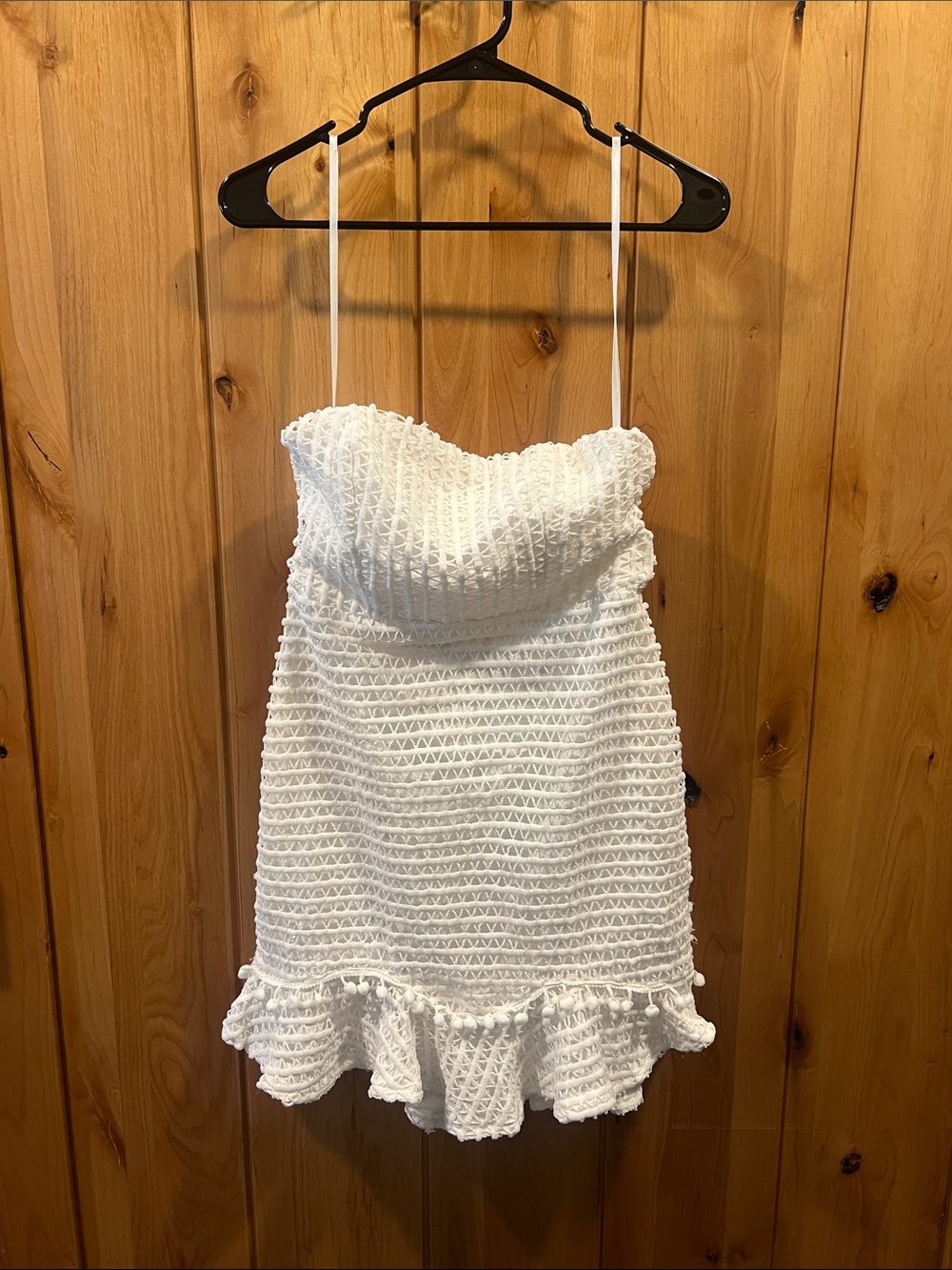 Selfie Leslie White Strapless Ruffle-Hem Dress - Women’s Medium